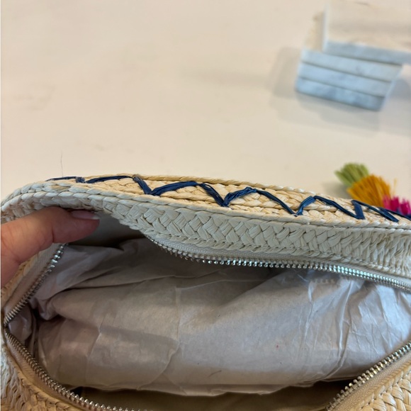 INC International Concepts Woven Clutch with Colorful Tassel taco shaped - Picture 9 of 10